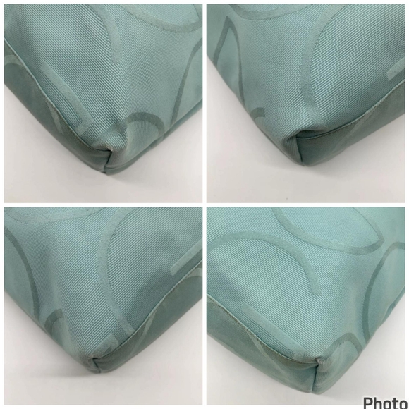 Auth Gucci Big GG Teal Blue/White Tote Bag - Picture 9 of 10